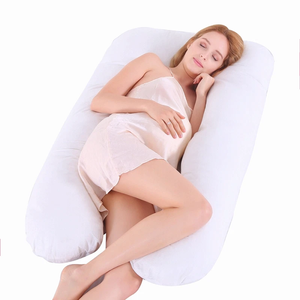 Maternity Pregnancy Body Support Pillow U-Shape Nursing Cushion (80x140cm) in White - White | U-Shape | Pillow & Cover Set