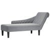 vidaXL Chaise Lounge with Pillow and Right Armrest Light Grey Fabric