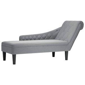 vidaXL Chaise Lounge with Pillow and Right Armrest Light Grey Fabric