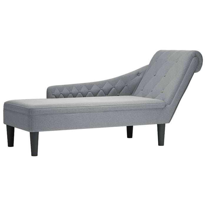 vidaXL Chaise Lounge with Pillow and Right Armrest Light Grey Fabric