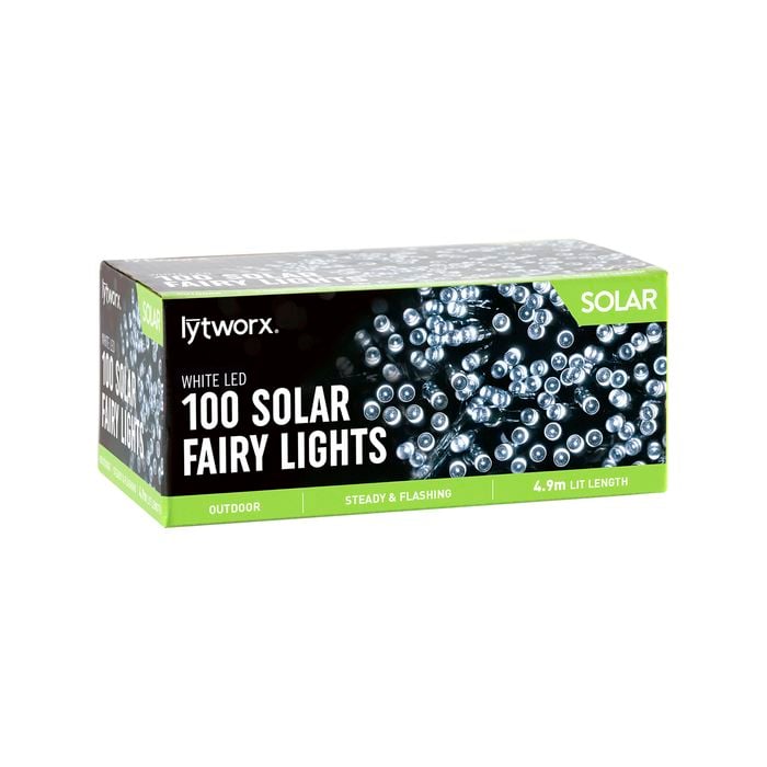 Lytworx 100 White LED 2 Function Solar Fairy Lights