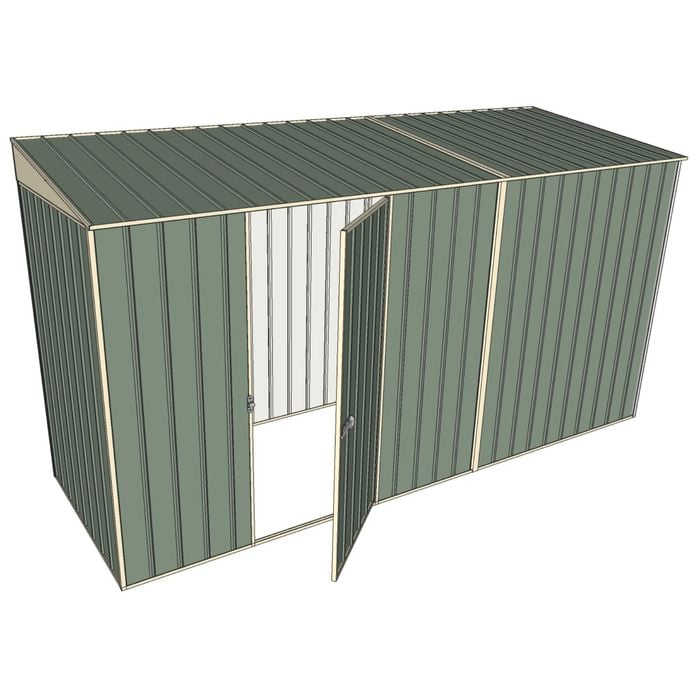 Build-A-Shed 1.2 x 3.7 x 2.0m Skillion Single Hinged Side Door Shed - Green