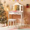 Costway 2-in-1 Kids Dressing Table Stool Set - White