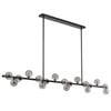 Telbix Moran Modern 18-Lights Pendant Hanging Lamp Light Metal Glass Black Smoke Matte