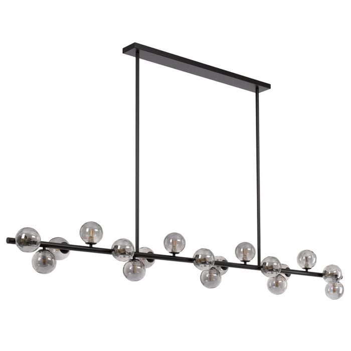 Telbix Moran Modern 18-Lights Pendant Hanging Lamp Light Metal Glass Black Smoke Matte