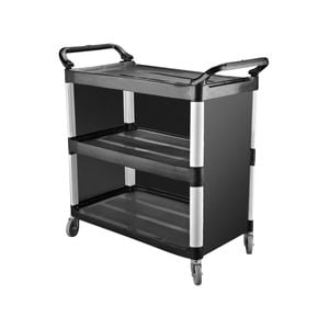 Caterrax Utility Trolley Black Plastic With Closed Sides 3 Shelves 1020x500x960mm