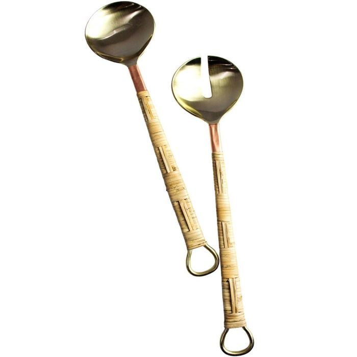 2pc LVD Servers Rattan Brass Home Kitchen Serveware/Tableware
