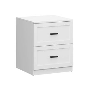 Oikiture Bedside Table 2 Drawers Nightstand Cabinet End Table White