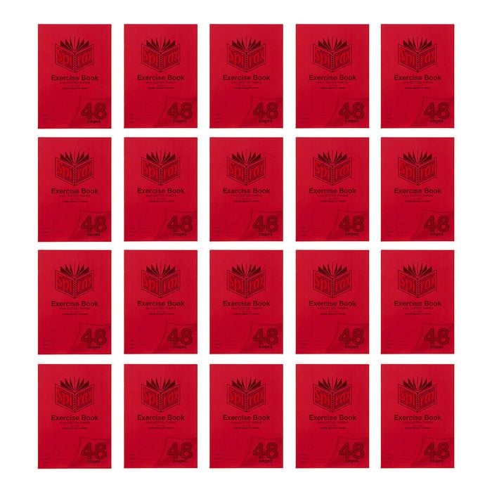 20x Spirax P101 Protective Cover Exercise Book A4 48 Pages 9mm Dotted Thirds Red