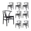 Ark Wishbone 8pc Set Dining Chair Replica Hans Wenger Beech Timber Wood Black