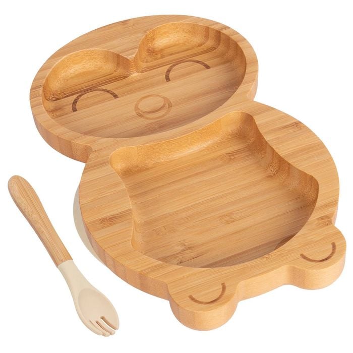 Tiny Dining Bamboo Penguin Baby Weaning Plate & Fork Set
