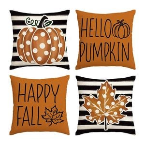 Catzon 4 Pcs Linen Throw Pillow Covers Autumn for Home