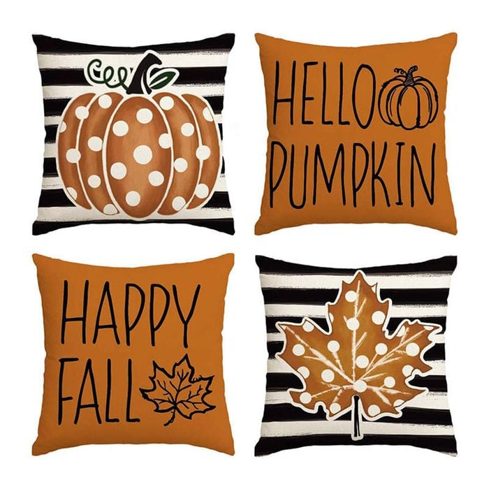 Catzon 4 Pcs Linen Throw Pillow Covers Autumn for Home