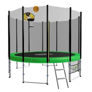 Kahuna Blizzard 12ft Trampoline Green With Basketball Set