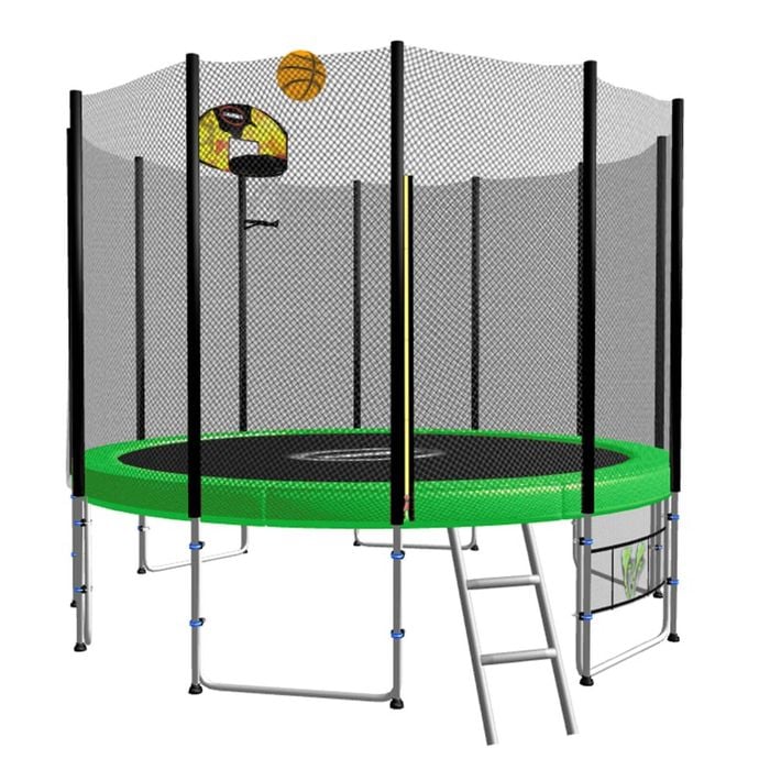 Kahuna Blizzard 12ft Trampoline Green With Basketball Set