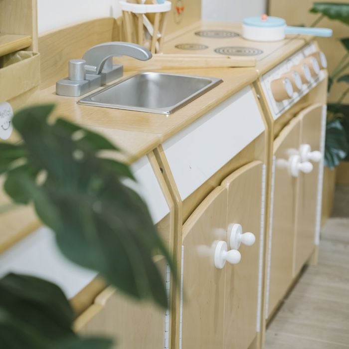 Jooyes Kids Wooden Play Kitchen Sink H65cm 48cm cabinet