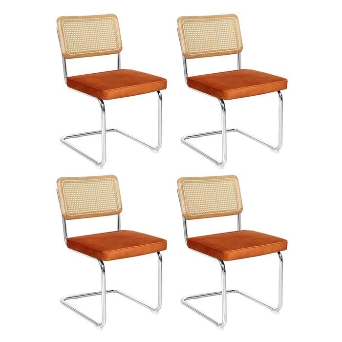 Levede 4pcs Replica Cesca Velvet Cantilever Dining Chairs - Brown