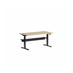 Olg Klass Black Frame New Oak Ravine Top With Cable Management Scallop Height Adjustable Desk L1500mm X W750mm
