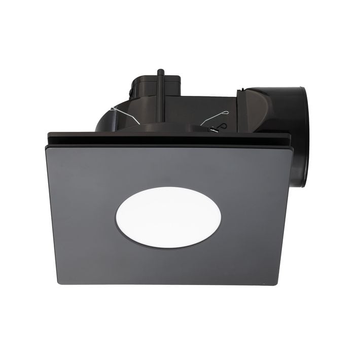 Mercator 290mm Black DIY Plug-In Square Exhaust Fan with Tri-Colour LED Light