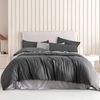 CleverPolly Vintage Washed Microfibre Quilt Cover Set - Grey - Single