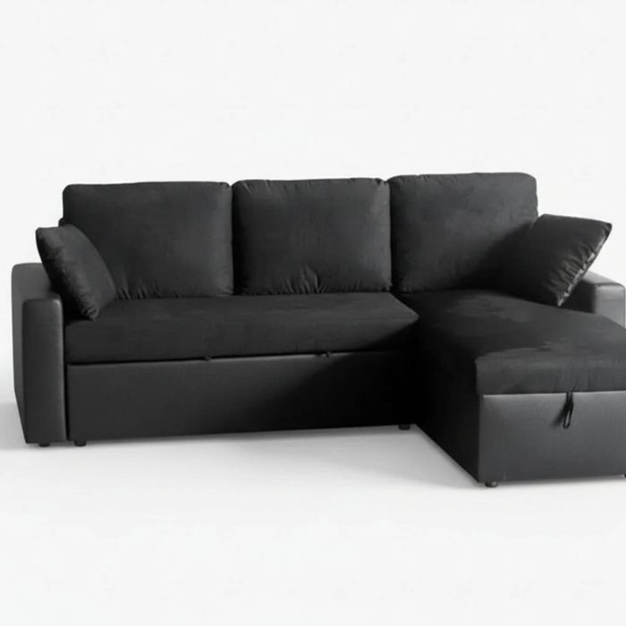 Salem Pull Out Sofa Bed with Storage - Black