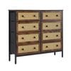 Oikiture Fabric 8 Chest of Drawers Storage Cabinet Rattan Dresser Tallboy