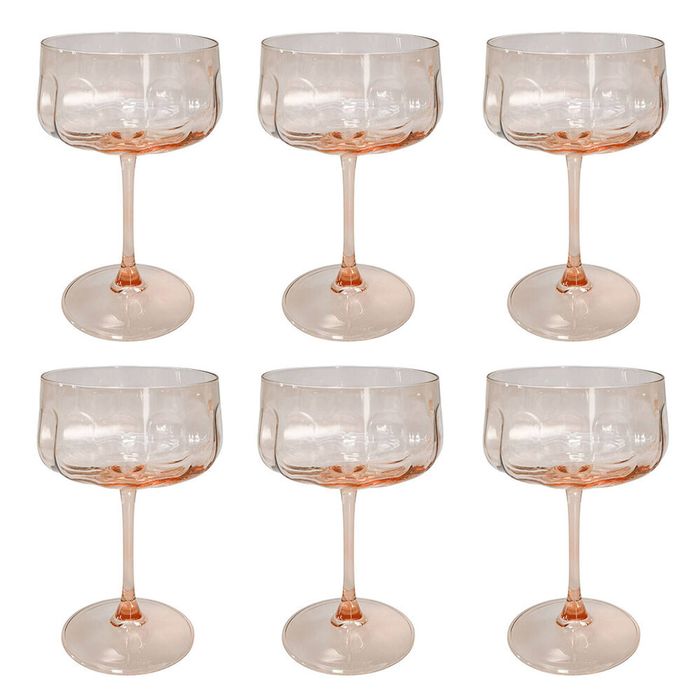 6PK Urban Tillie Coupe Champagne Cocktail Drinking Glass 365ml 16cm Peach