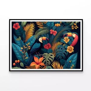 Flowers, Leaves, & Birds  Print 100% Australian Made 90x60cm  (Poster)
