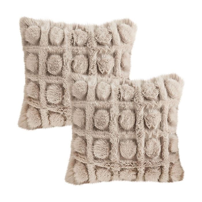 SOGA 2 Pack Wabi Sabi Herringbone Plush Square Throw Pillow 45cm