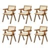 Oikiture 6x Dining Chairs Rattan Chair Walnut
