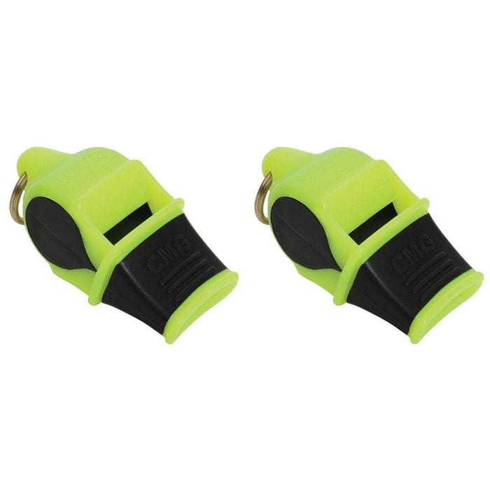 2PK Fox 40 Summit Sonik Blast CMG Whistle w/ Breakaway Lanyard Neon/Black