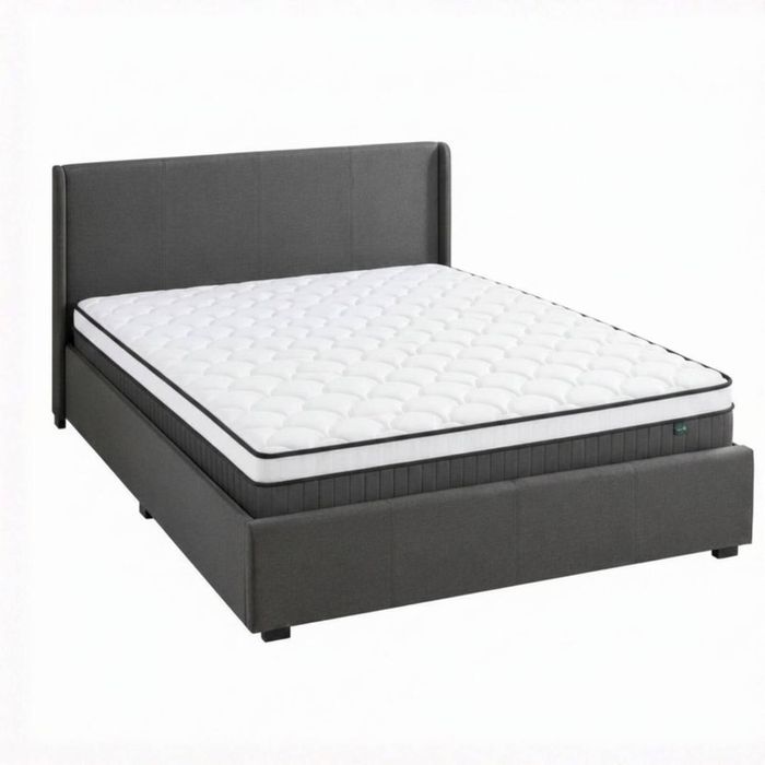 Zinus Queen Maddon Gas Lift Storage Bed Frame & Pocket Spring Mattress Set, Support iCoil Eurotop
