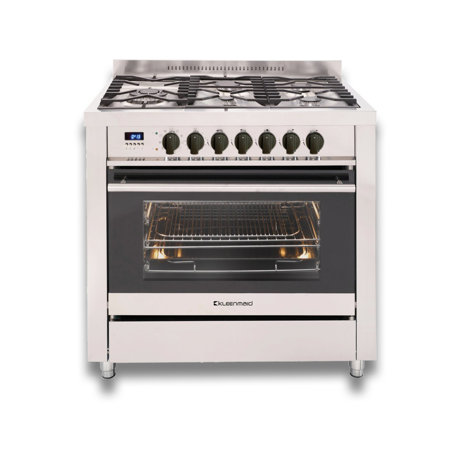 Kleenmaid 90cm 109L Freestanding Stainless Steel Oven and 5 Burner Gas Cooktop with Wok Burner product image