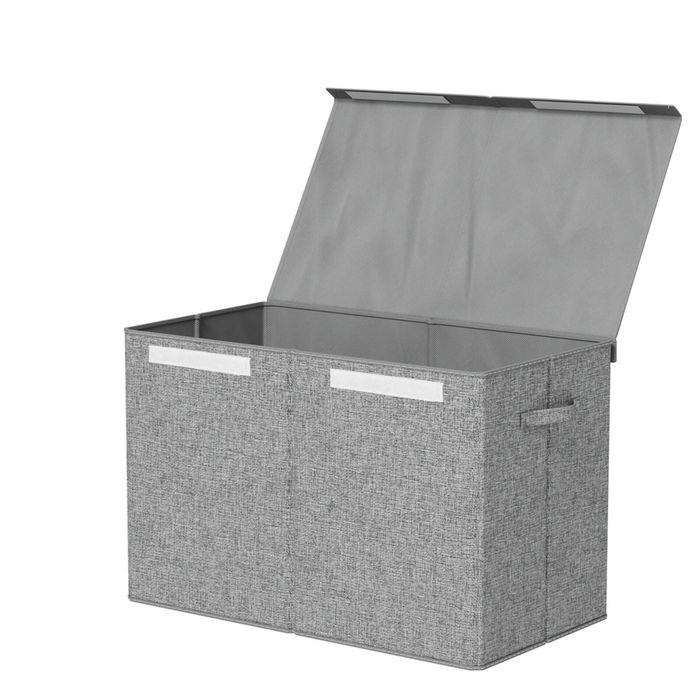 Keezi Kids Toy Box Large Chest Storage with Flip-Top Lid Foldable Organizer Bins Grey