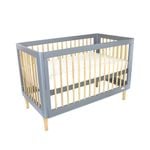 Babyhood Riya Cot - Grey/Beech