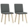 vidaXL Diamond Quilted Pattern Dining Chairs 2 pcs Dark Grey Fabric Wooden Legs 45 x 54 x 86 cm