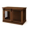 Paws and Willow Single Espresso with Espresso Top Wooden Dog Crate Barn Doors with Mesh