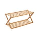 Sherwood Home 2-Tier Portable Natural Bamboo Shoe Rack - Light Brown - 70x27.5x32cm