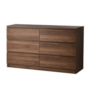Oikiture 6 Chest of Drawers Lowboy Storage Cabinet Dresser Table Bedroom Walnut