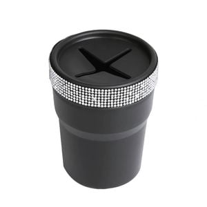 NNEOBA 2Pcs Car Coin Storage Box Mini Imitation Diamond Can for Cup Holder Black