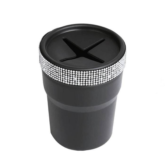 NNEOBA 2Pcs Car Coin Storage Box Mini Imitation Diamond Can for Cup Holder Black