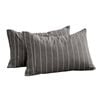 Dreamaker Rumi Washed Cotton Standard Pillowcase Twin Pack Graphite With White Stripe