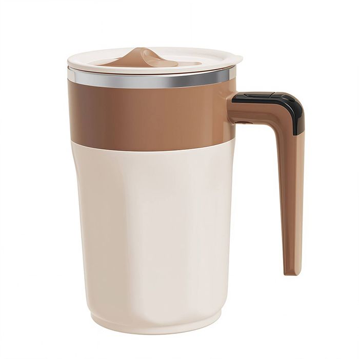 Catzon Self Stirring Coffee Cup 400ml Magnetic Automatic Mug With Digital Display-brown