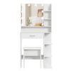 Ufurniture Makeup Vanity Desk with 10 LED Bulb Mirror Compact Dressing Table Stool Set White