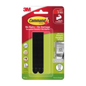 Command Black Narrow Picture Hanging Strips - 4 Pack