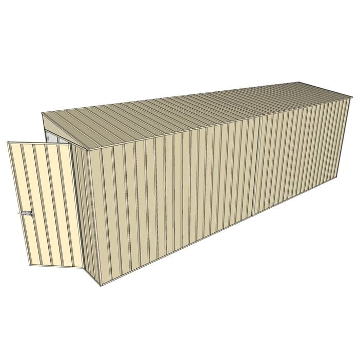 Build-A-Shed 1.2 x 6.0 x 2.0m Skillion No Side Doors Shed - Cream