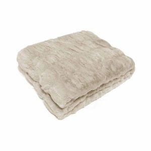 Julietta Soft Faux Fur Throw Rug 127 x 152 cm Cream