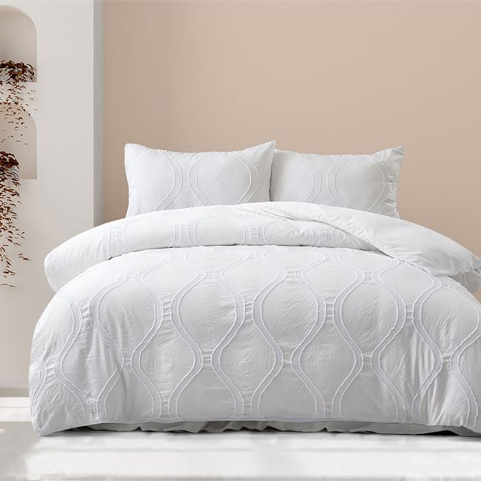 Ardor Boudoir King Size Lucy Mirco Tufted Quilt Cover Bedding Set White
