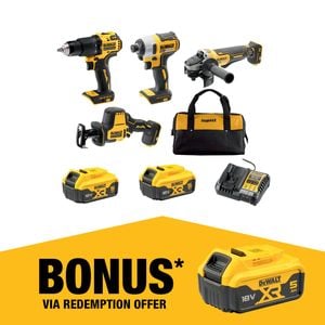 DeWALT 18V XR 5.0Ah 4 Piece Combo Kit DCZ409P2-XE