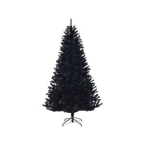 Costway 2.25M Black Artificial Christmas Tree Xmas Pine Tree w/1258 Branch Tips